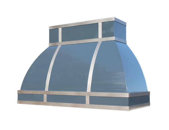 custom color range hood vent on white background