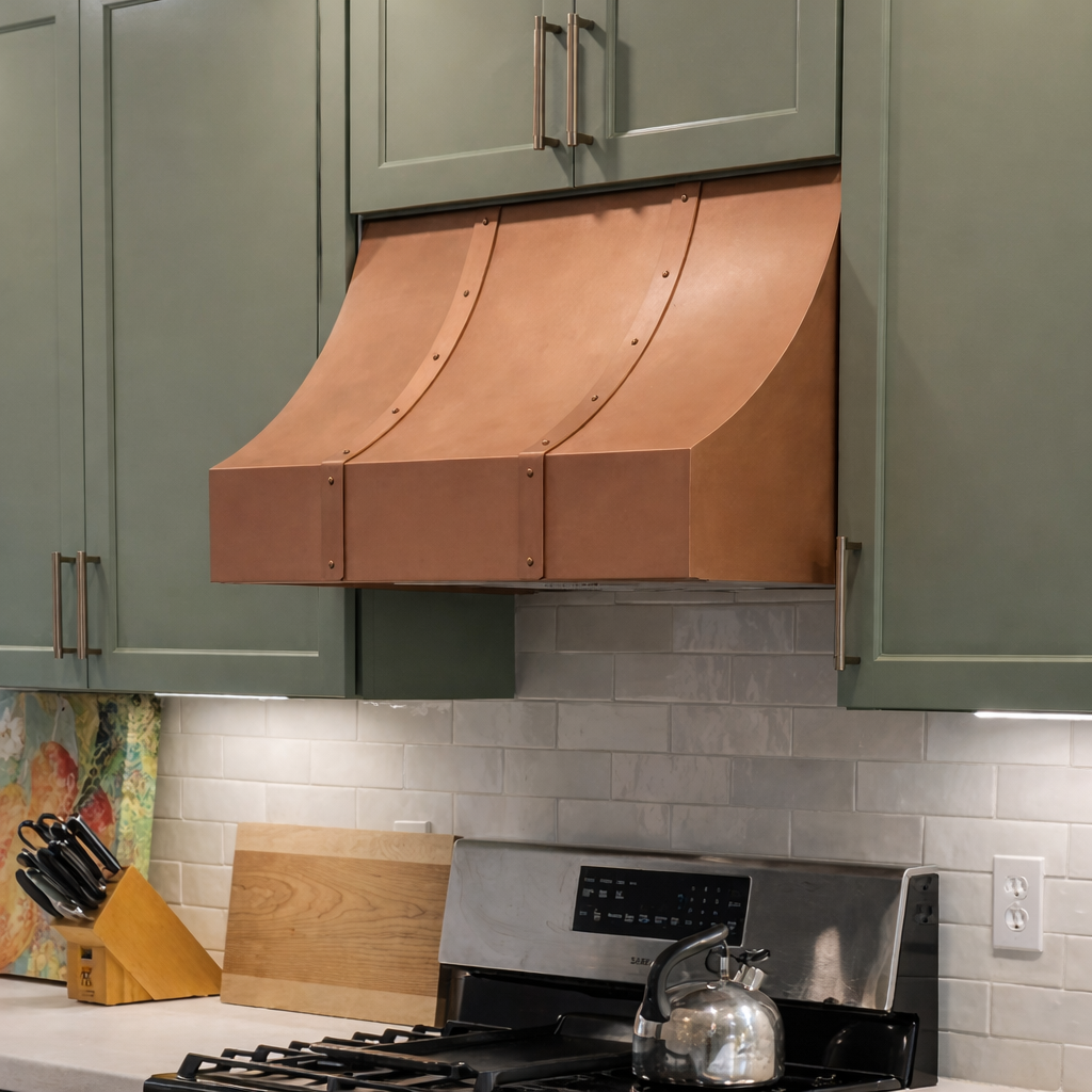 under cabinet decorative range hood in copper 