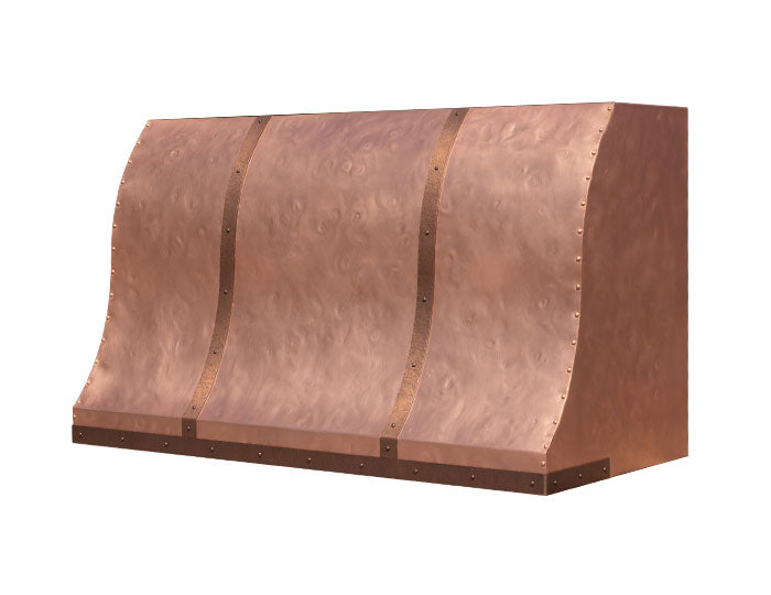 textured copper vent hood on white background