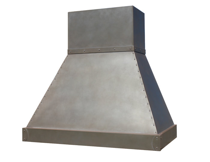 angled steel vent hood for kitchen installation